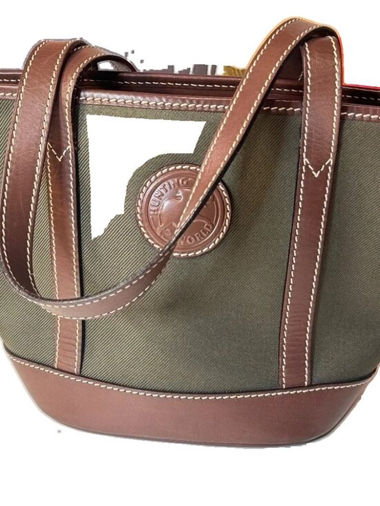 Dooney & Bourke Handbags - Hunting World Olive Canvas Tote with Leather Trim OS